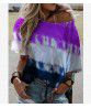  European and American cross-border women's clothing Amazon wish summer print gradient color bat sleeve T-shirt