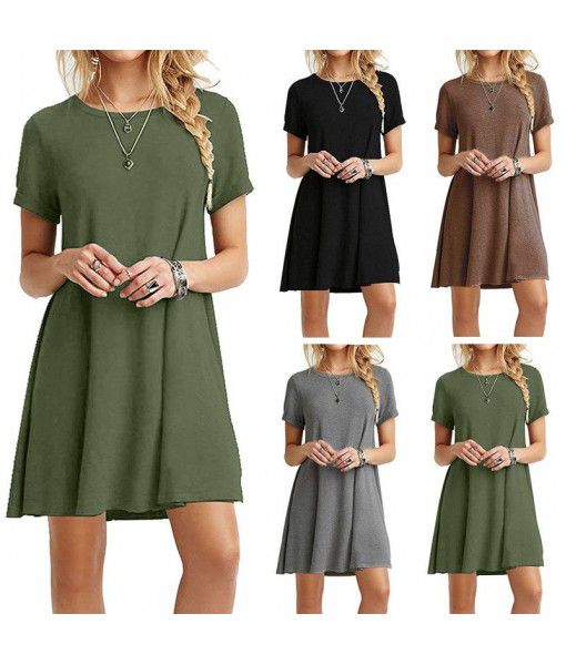  European and American short-sleeved dress ...