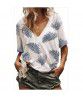  European and American foreign trade summer Amazon Women's top loose print V-neck short sleeve 