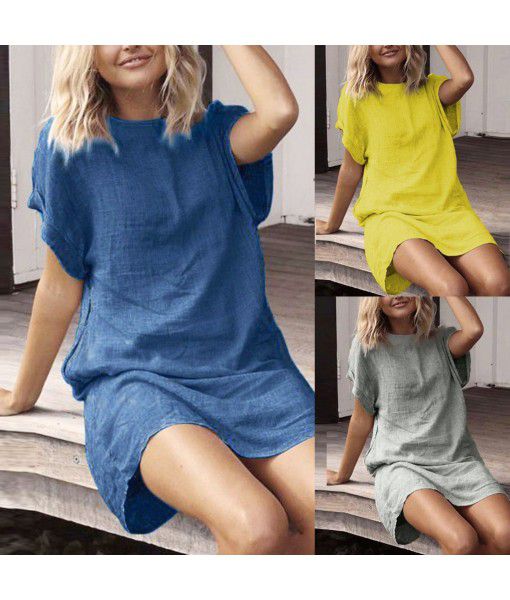  Women's loose casual color short-sleeved ...