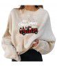  autumn and winter new plush fresh sweet Christmas personalized print sweater loose pullover large women's dress