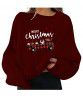  autumn and winter new plush fresh sweet Christmas personalized print sweater loose pullover large women's dress