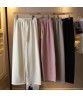  autumn and winter new Korean women's fashion contrast color drawcord solid color plush casual pants 7649