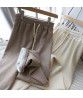  autumn and winter new Korean women's fashion contrast color drawcord solid color plush casual pants 7649