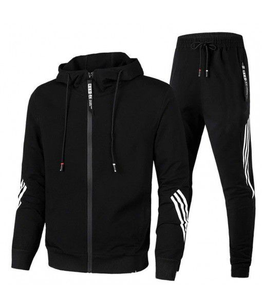 New spring and autumn sweater suit Men's trousers Youth casual running three-bar sports suit Men's two-piece suit