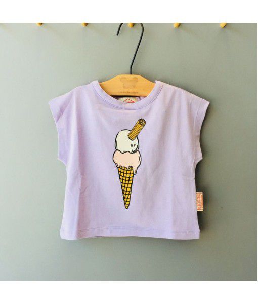 Pre-sale summer bebe classic series ice cream cone light purple sleeveless short T-shirt