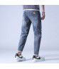22 new spring and autumn men's jeans fashion fashion brand casual elastic small straight fit fashion jeans men
