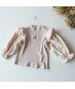 22 Autumn Girls' Western-style Embroidery Flower Small Filigree Bottom Top Small and Medium Girls' Knitted T-shirt ins