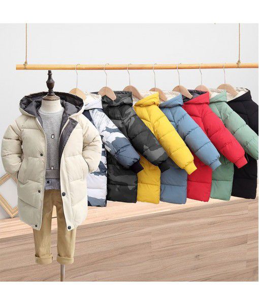 New children's down cotton-padded clothes, boys' middle and long girls' winter clothes, Korean version cotton-padded clothes, baby's thickened coat