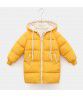  children's medium and long down cotton jacket hooded girls' winter clothes thickened solid color Korean cotton jacket warm jacket