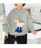  winter children's plush sweater boys and girls' warm T-shirt Korean version round neck pullover cartoon lion head top 
