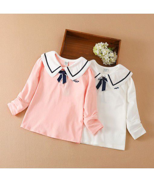 Girls' long-sleeved t-shirt autumn thin children's wear with 2021 Korean version of children's polo shirt children's top