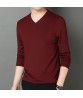  Autumn and Winter V Neck Men's Long Sleeve Solid Color T-shirt with Silk Youth Fashion Pullover Modal Underlay