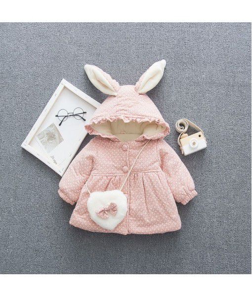  winter new style baby girls thick hooded jacket fashion baby girls and children plush cotton-padded jacket