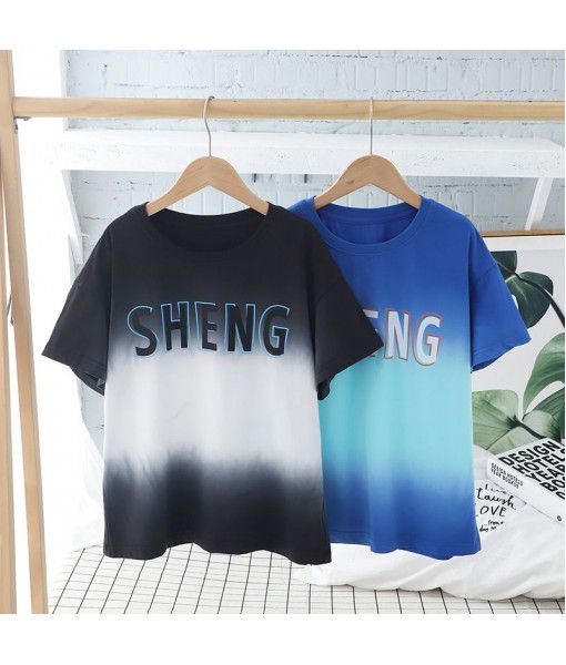Boys' top 2022 summer clothes, children's cotton, fashionable camouflage, foreign style, printed letters, boys' T-shirt, short sleeve fashion 
