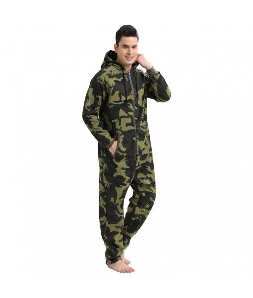 A piece of Amazon cross-border European and American men's camouflage sweater one-piece clothing, home wear, sportswear, casual wear