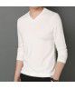  Autumn and Winter V Neck Men's Long Sleeve Solid Color T-shirt with Silk Youth Fashion Pullover Modal Underlay
