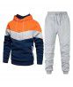  foreign trade men's sports suit fashion casual spring and autumn patchwork hooded sweater pants two-piece set 